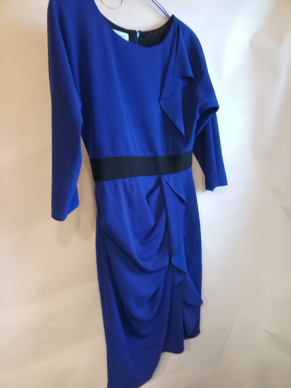 Kay Unger Cobalt Blue 3/4 Sleeve Dress with Black Waist